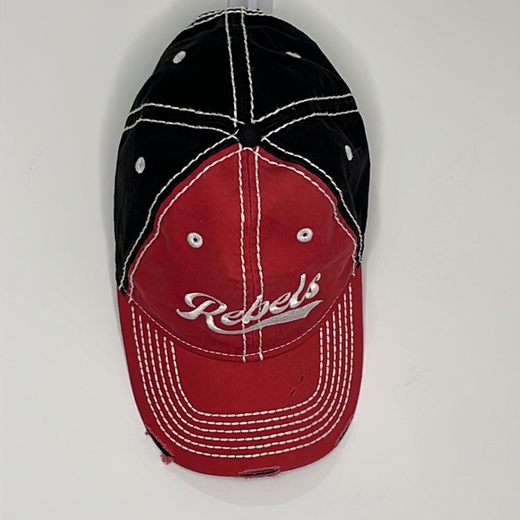 Ole Miss Rebels distressed rambler hat, Unisex, Collegiate Red, Black and White - Picture 2 of 7